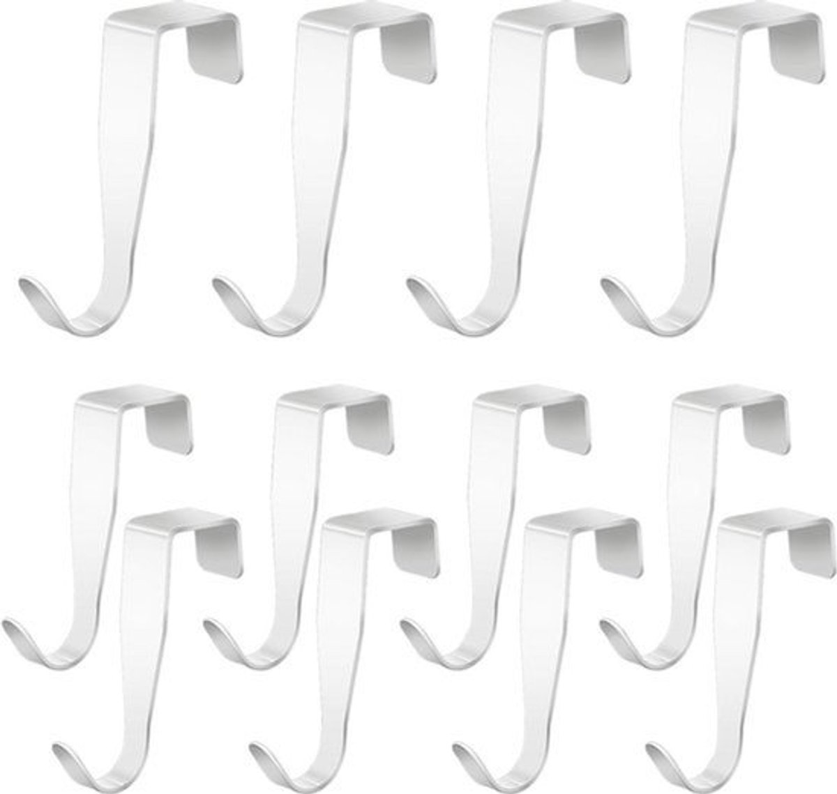 12 stuks Roestvrijstalen Deurhaken voor Kleding - Wit