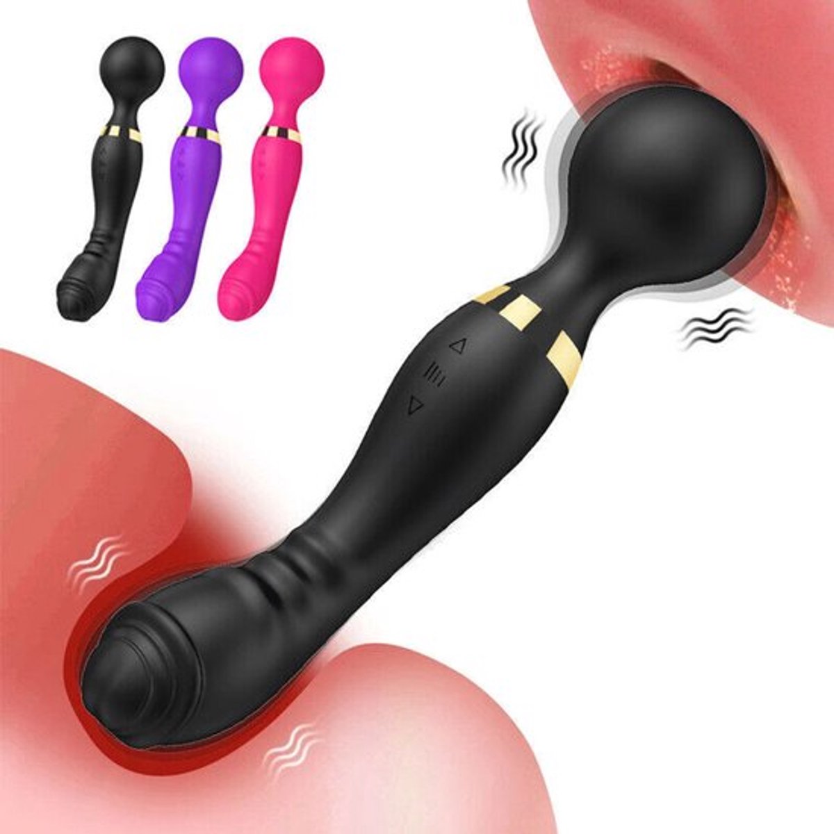 Dubbelzijdige vibrator, seksdildo, oplaadbare G-spot-clitmassage-speelgoed voor vrouwen - B