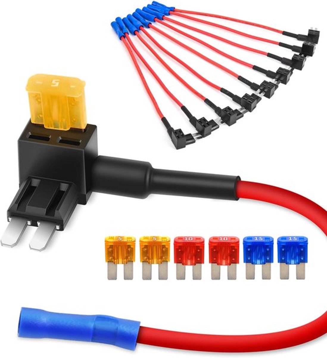 10 stuks 12-24V Micro 2 Auto Add-a-Circuit Fuse TAP Adapter Micro 2 APT ATR Bladzekering Set voor Auto's Vrachtwagens Botens met 5/10/15Amp Zekering