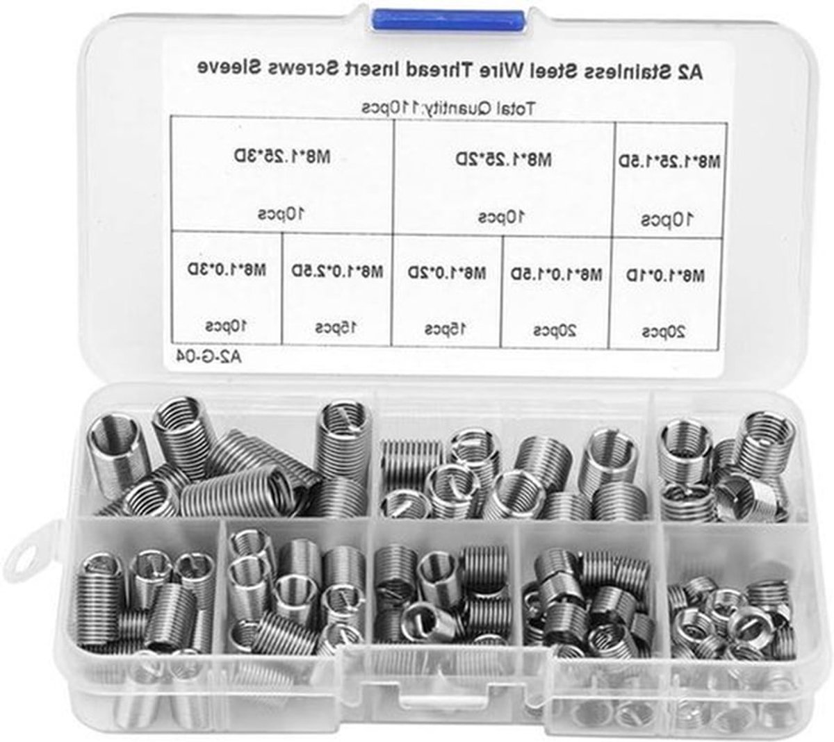 RVS Draad Schroeven Mouw Set - M6 Inserts 2D 304 Roestvrij 110st - M6 M8 1D 3D Opgerolde Draad