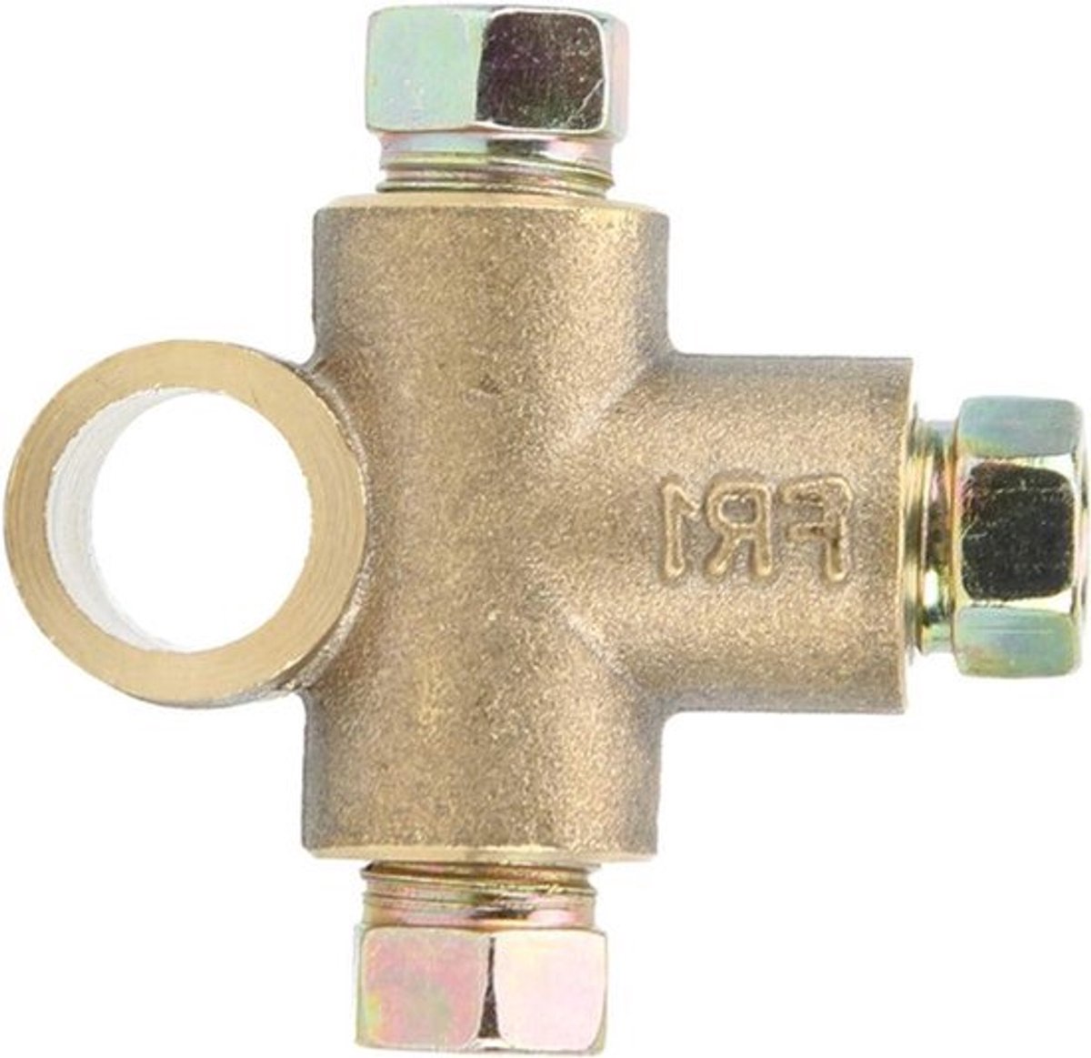 10 mm 3-weg T-vormig rem-T-stuk met 3 mannelijke moeren Korte Unie M10 3/16in pijp