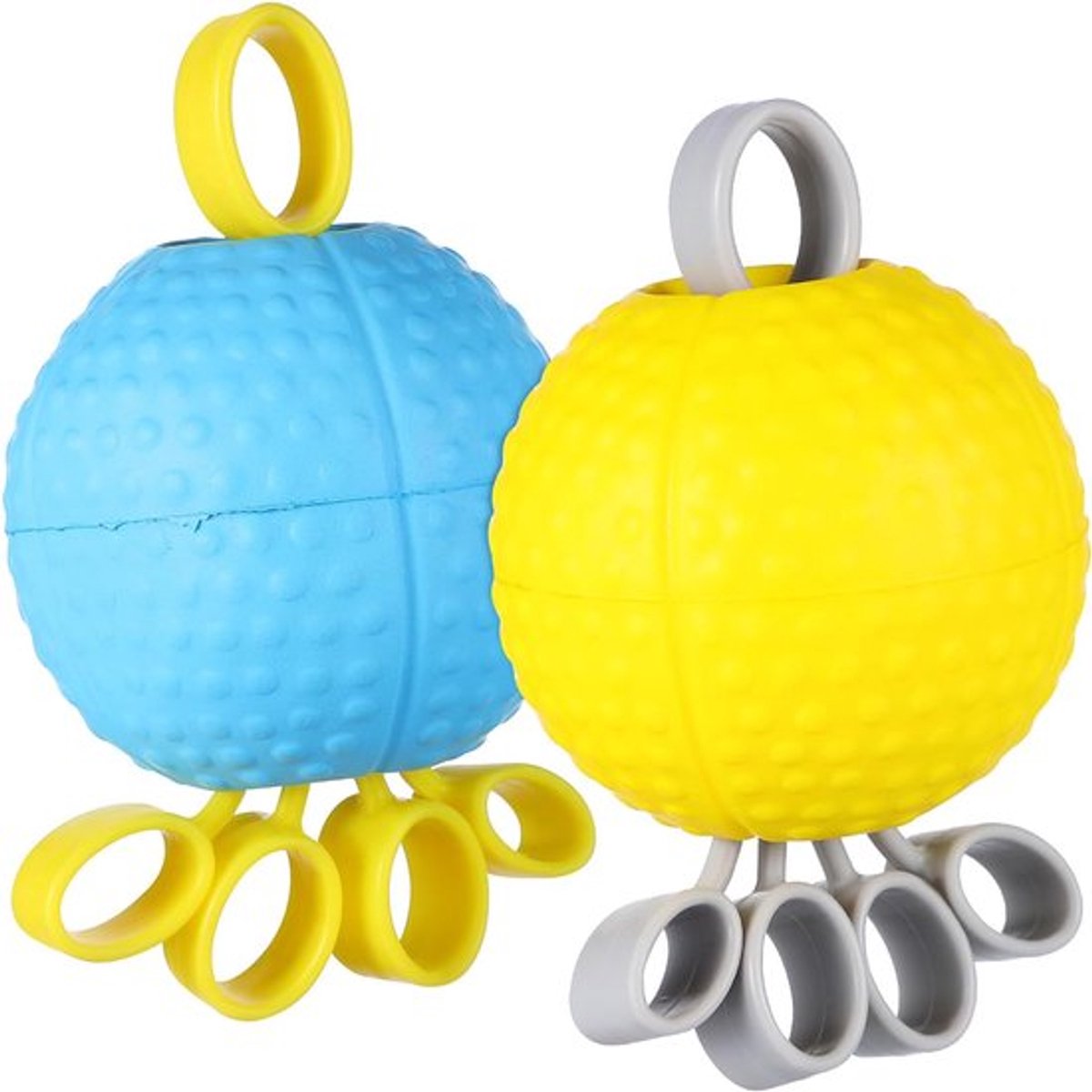 Verstelbare handgriptrainer met instelbare weerstand voor het ontwikkelen van kracht en flexibiliteit in vingers, handen en armen. Tweedelige krachttrainingsset met gripbal voor comfortabele en handige draagbare fitness- en hersteltraining.
