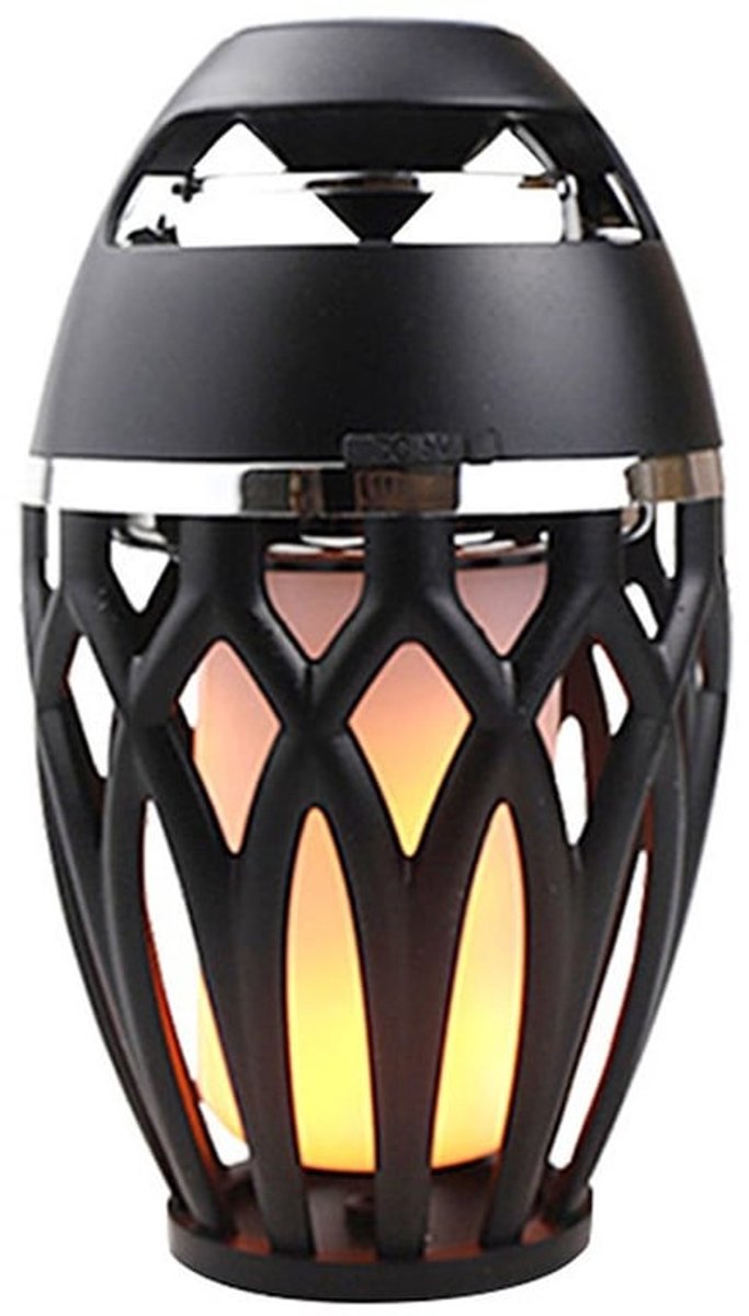 Bluetooth Vlammenlicht Luidspreker Audio Buiten Thuis Draagbare LED Zaklamp Draadloze Bluetooth Luidspreker - Zwart