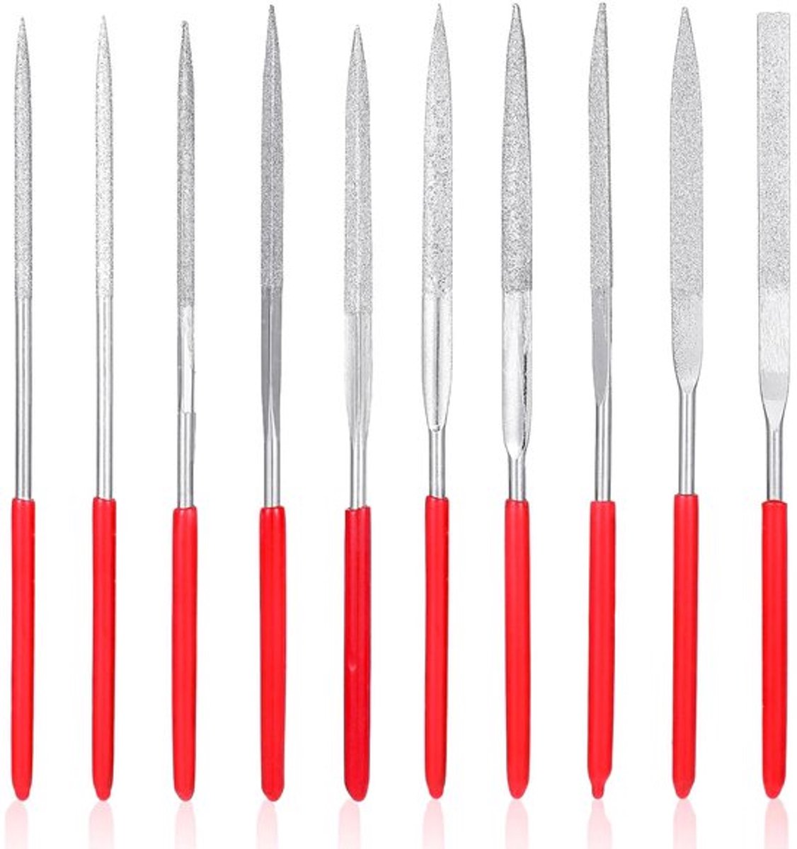 10 stuks - diamantnaald vijlset - mini-metaalvijl - kleine metalen miniatuur- en modelvijlen - steenhouwgereedschap voor metaal, hout, model, sieraden - snijgereedschap(3 x 140 mm)