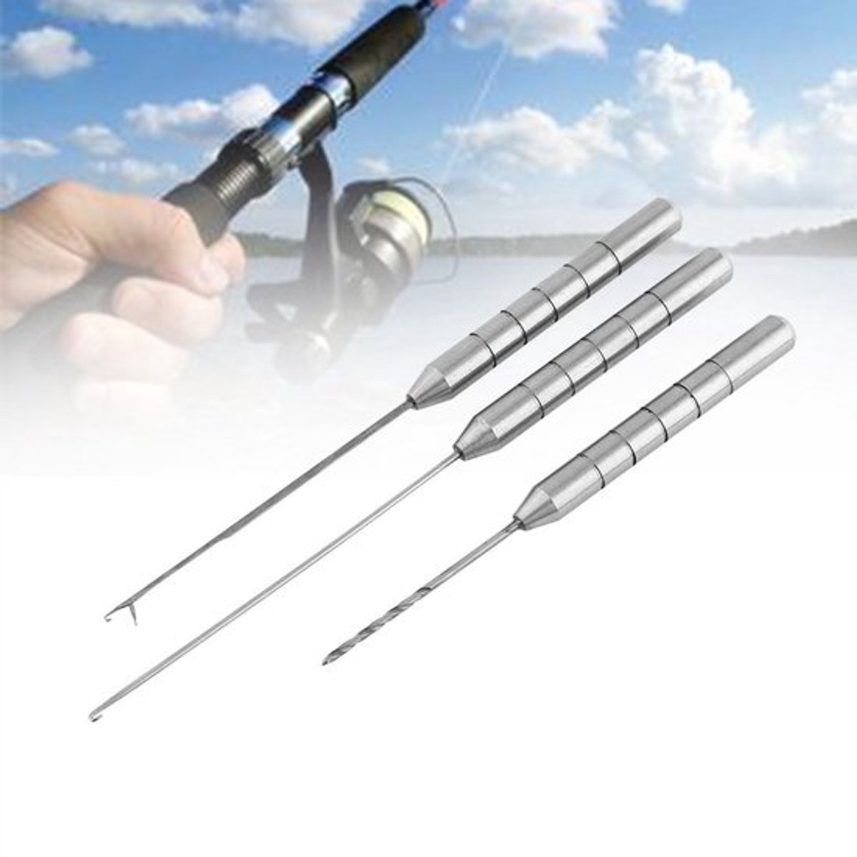 Aas Naald Boor Gereedschapsset 3-in-1 - Aluminium Combo met Draagbare Haak en Stringer Naald
