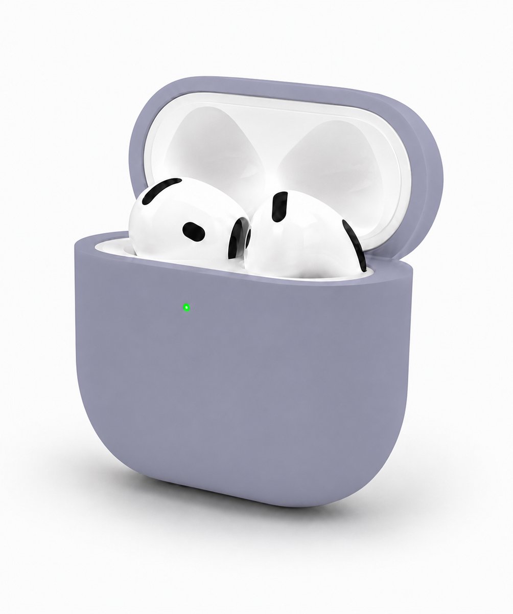 Enluxe Case geschikt voor Airpods 4 - Donker Paars Lavender Purple - Premium Siliconen Hoesje, Valbescherming & Spatwaterdicht, Draadloos Opladen Compatibel