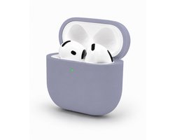 Enluxe Case geschikt voor Airpods 4 - Donker Paars Lavender Purple - Premium Siliconen Hoesje, Valbescherming & Spatwaterdicht, Draadloos Opladen Compatibel