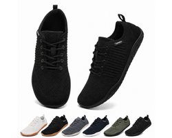 Barefoot Schoenen - Sportschoenen Sneakers - Fitnessschoenen - Hardloopschoenen - Ademend Knit Textiel - Platte Zool - Zwart- Maat 41