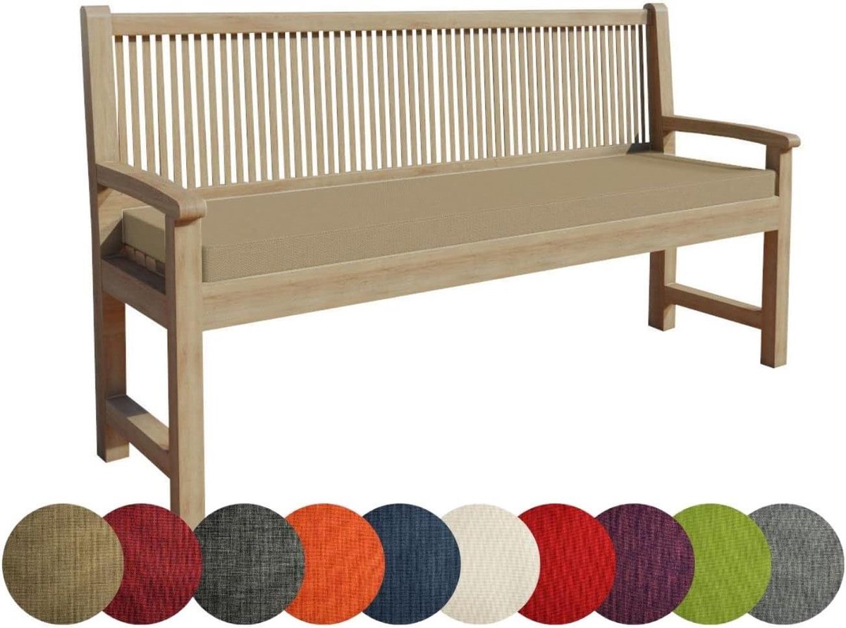 Bankkussen - Zitkussen Rugkussen - Buiten Ontspannen - Met Riemlussen - 100x40x5cm - Beige
