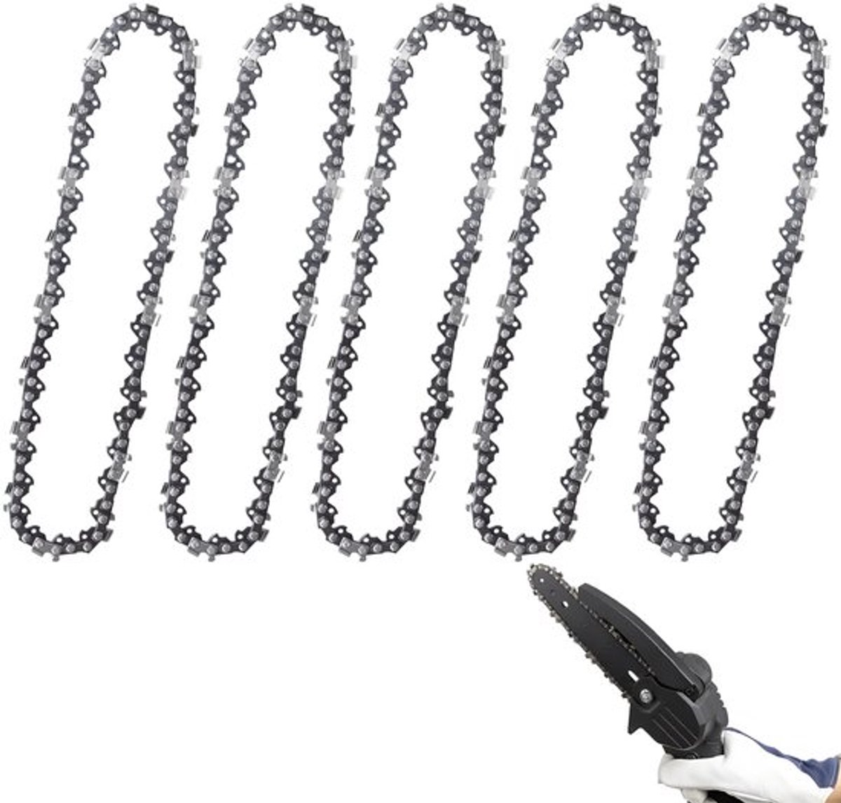 5 stuks 15,24 cm Minikettingzaagketting, Kleine Kettingzaagkettingvervanging voor Draadloze Draagbare Minikettingzagen, Stalen Kettingzaagblad voor Het Snoeien van Bomen (37 Aandrijfschakels)