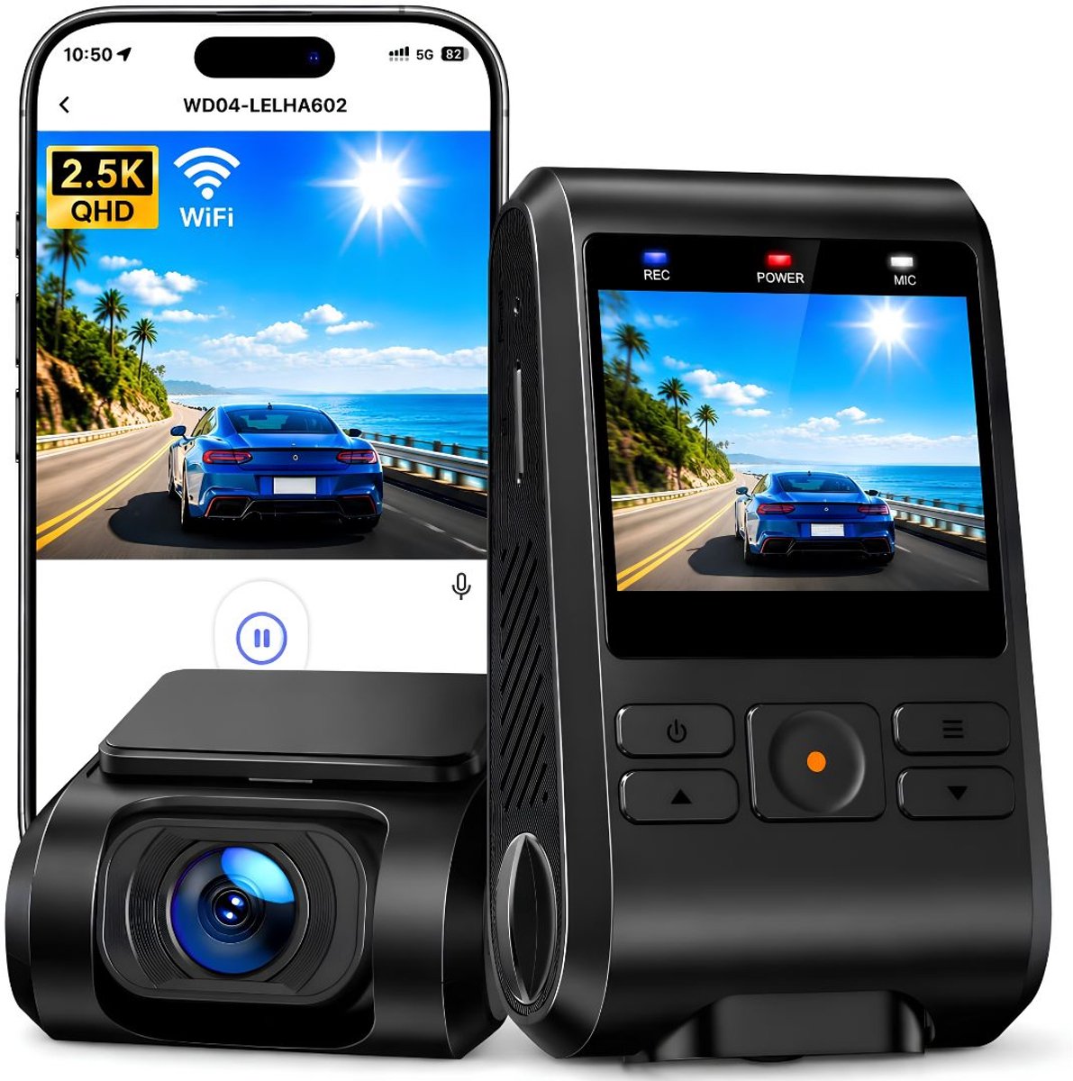 Draadloze Dashcam - Dashcam met Parkeermodus - Loop-Opname - Zwart - 8cm x 3cm x 5cm
