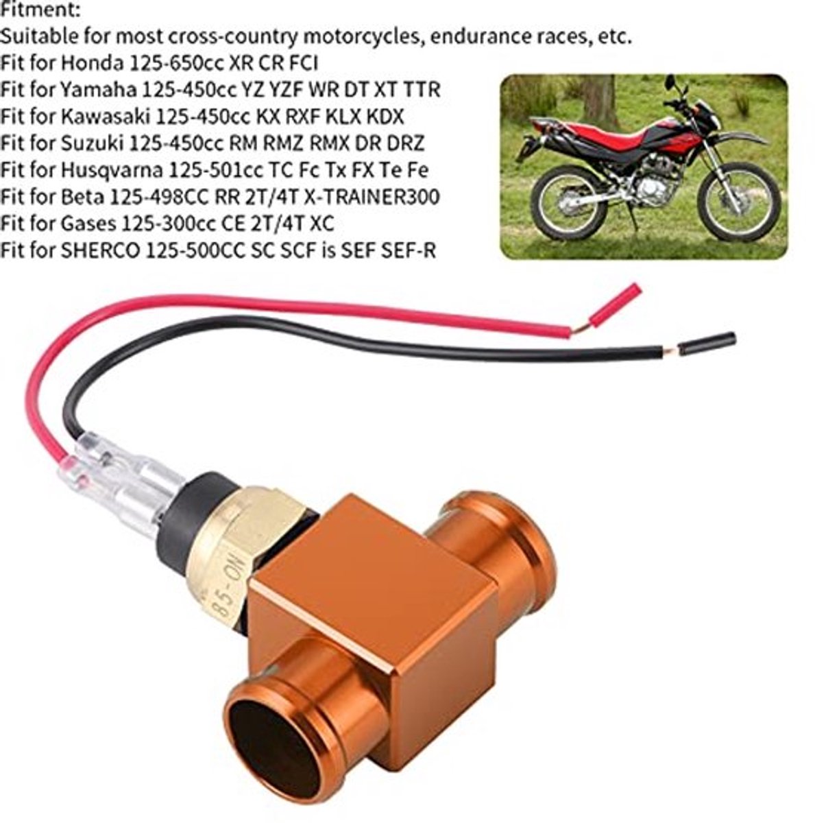 Koelventilatortemperatuurschakelaar met O voor motorfiets, vervangt direct de oude schakelaar, CNC-aluminiummateriaal + aluminiumlegering,
