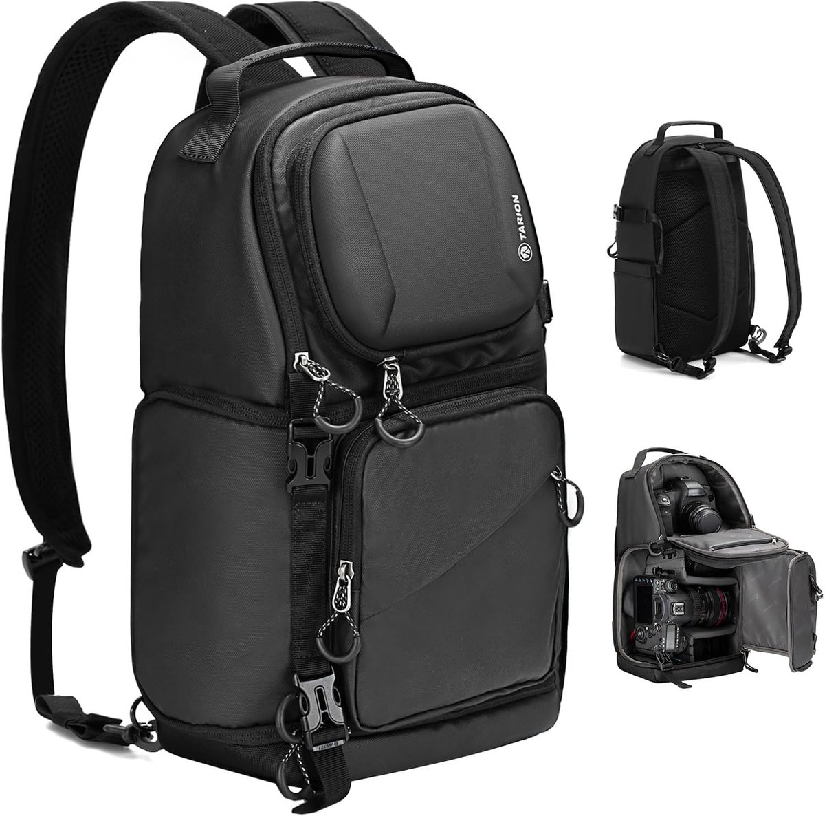 Thijox - TARION Cameratas, Sling Camera Schoudertas, Waterdichte Fotorugzak met Regenbescherming, Geschikt voor DSLR SLR Cameralens en Statief (TR-S,