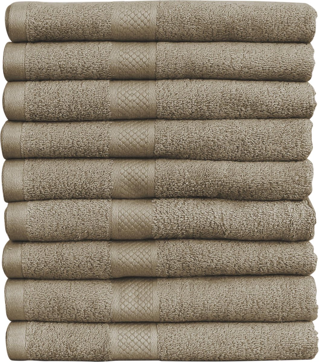 Katoenen Handdoeken Taupe – Set van 12 Stuks – 50 x 100 cm