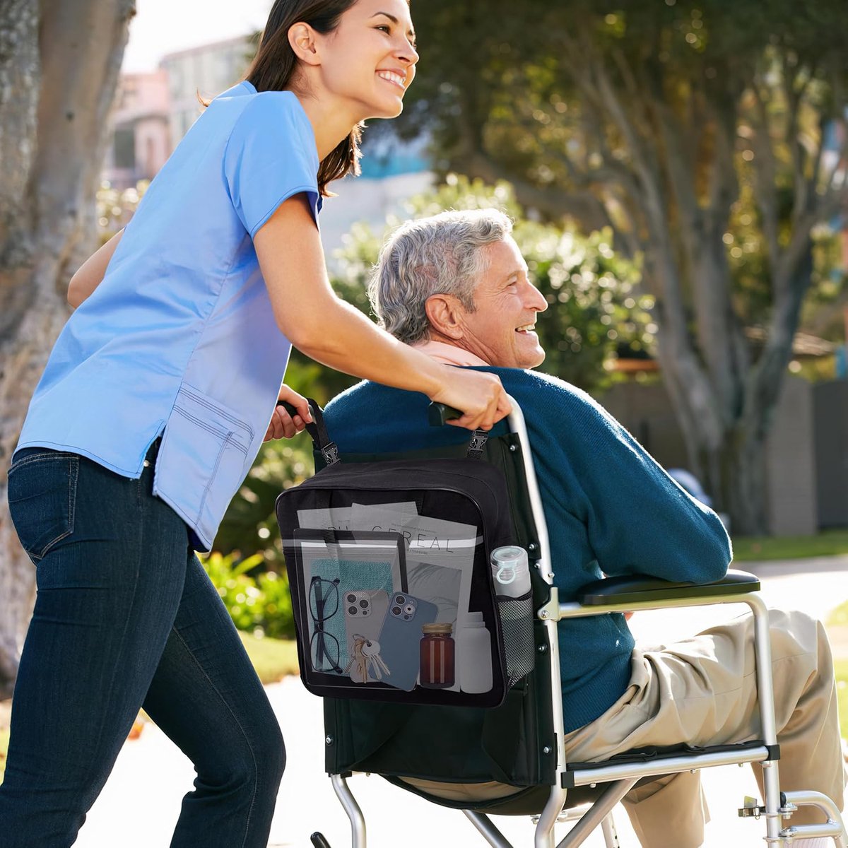 Rolstoeltas - waterdicht - 37 x 37 x 14 cm - rugzak - opbergtas - voor rolstoel voor rolstoelen - zwart