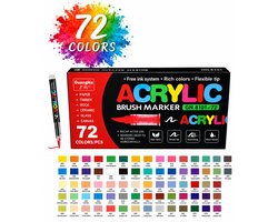 GuangNa 72 Kleurstiften voor Volwassenen – Acrylstiften Brush Stiften voor Stenen Schilderen – Penseel Pen Acryl Stiften Verfstiften – Acryl Marker Verfstiften, Verf Stiften, Paint Markers, Acrylmarkers, Acrylic Stiften en Tekenstiften