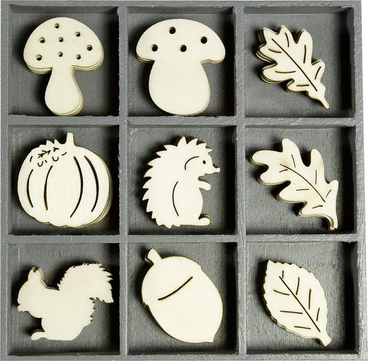 Houten doos ornamenten - Knutsel decoraties - Creatief versieren - Multiplex materiaal - 45 stuks - Naturel