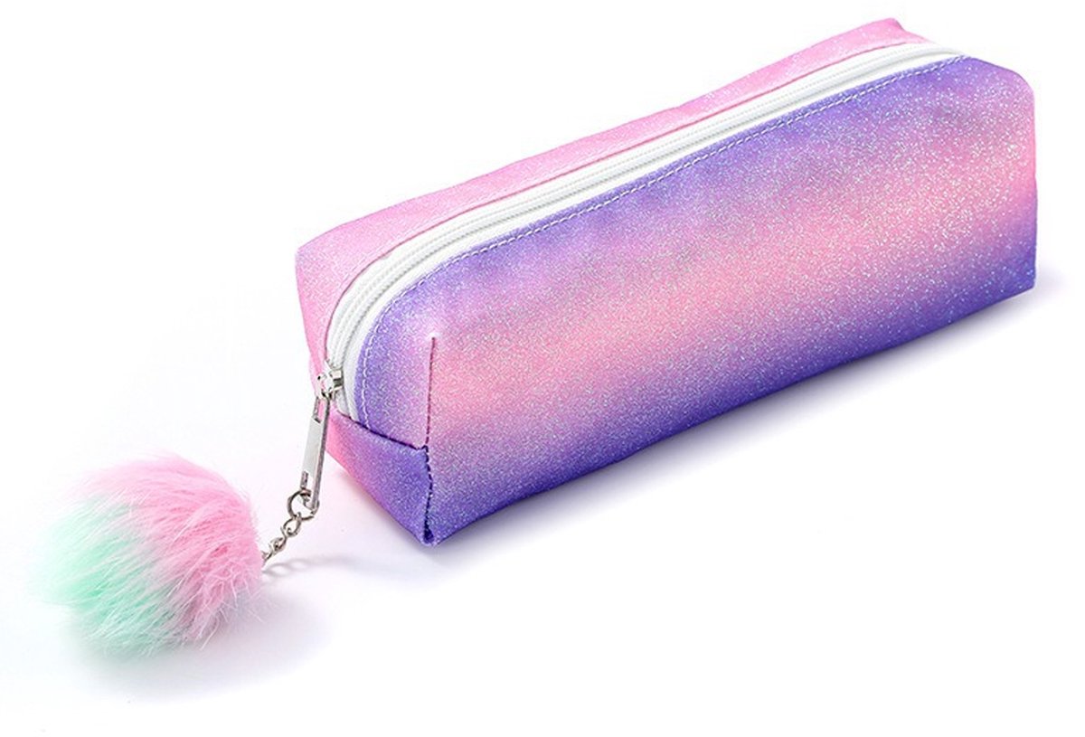 Ulisem - Etui Meisjes – Grote Pennenzak met Glitter Design – Ruime Etui voor School – Pennentas met Grote Capaciteit – Bureau Organizer – Voor Studenten, Kinderen & Kantoor – Paars