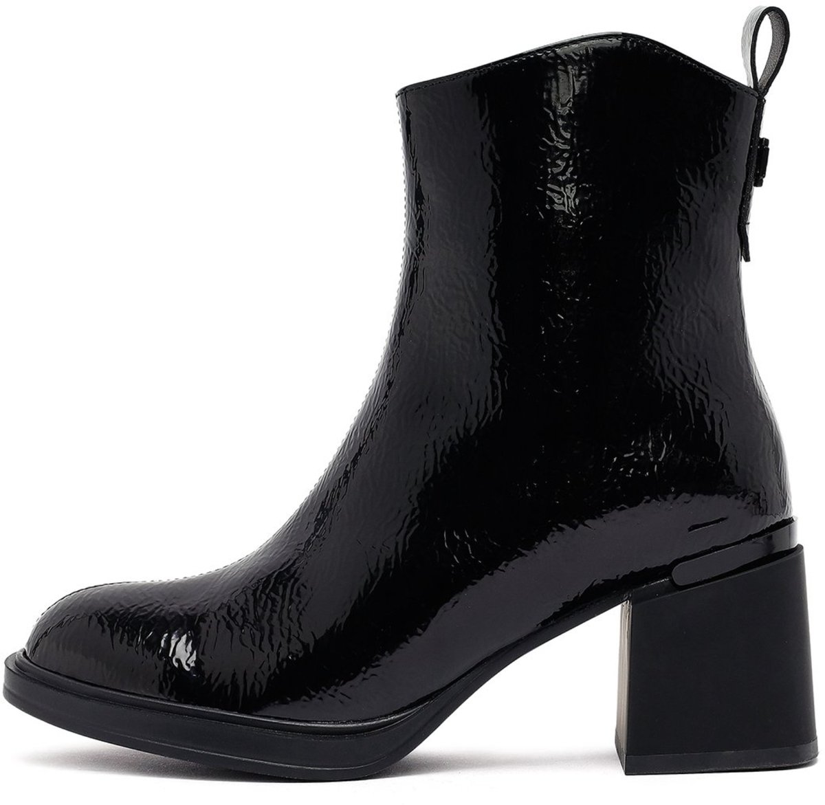 DERIMOD Heeled Ankle Boots Imitation Patent Leather Heeled Ankle Boots