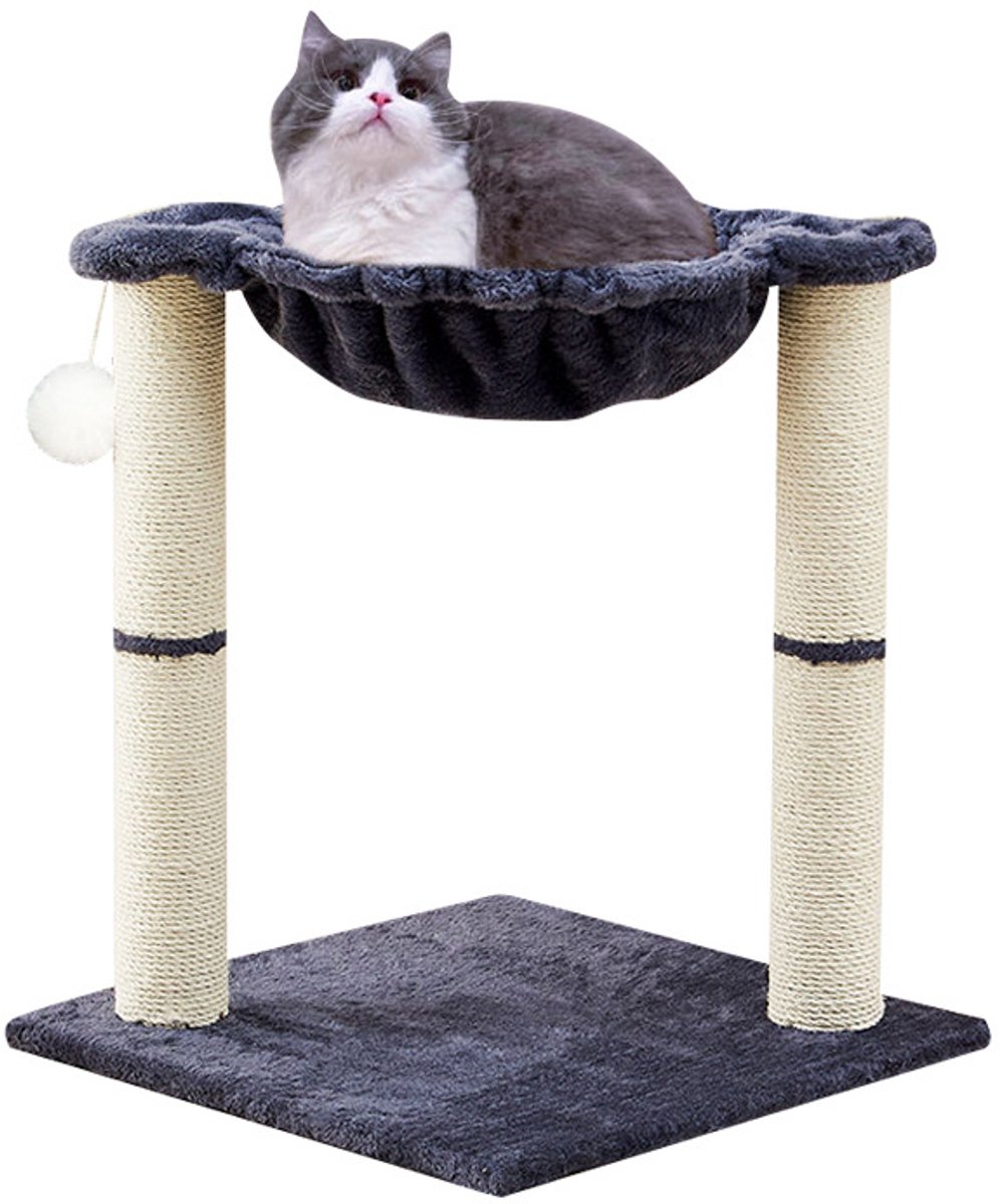 1 Krabpaal voor katten - Met hangmat en hangend speeltje - 40×40×48 cm - Dierenbenodigdheden - Kattenmeubels - Krabpaal - Klimrek - Kattenspeeltje - Ideaal voor binnenkatten
