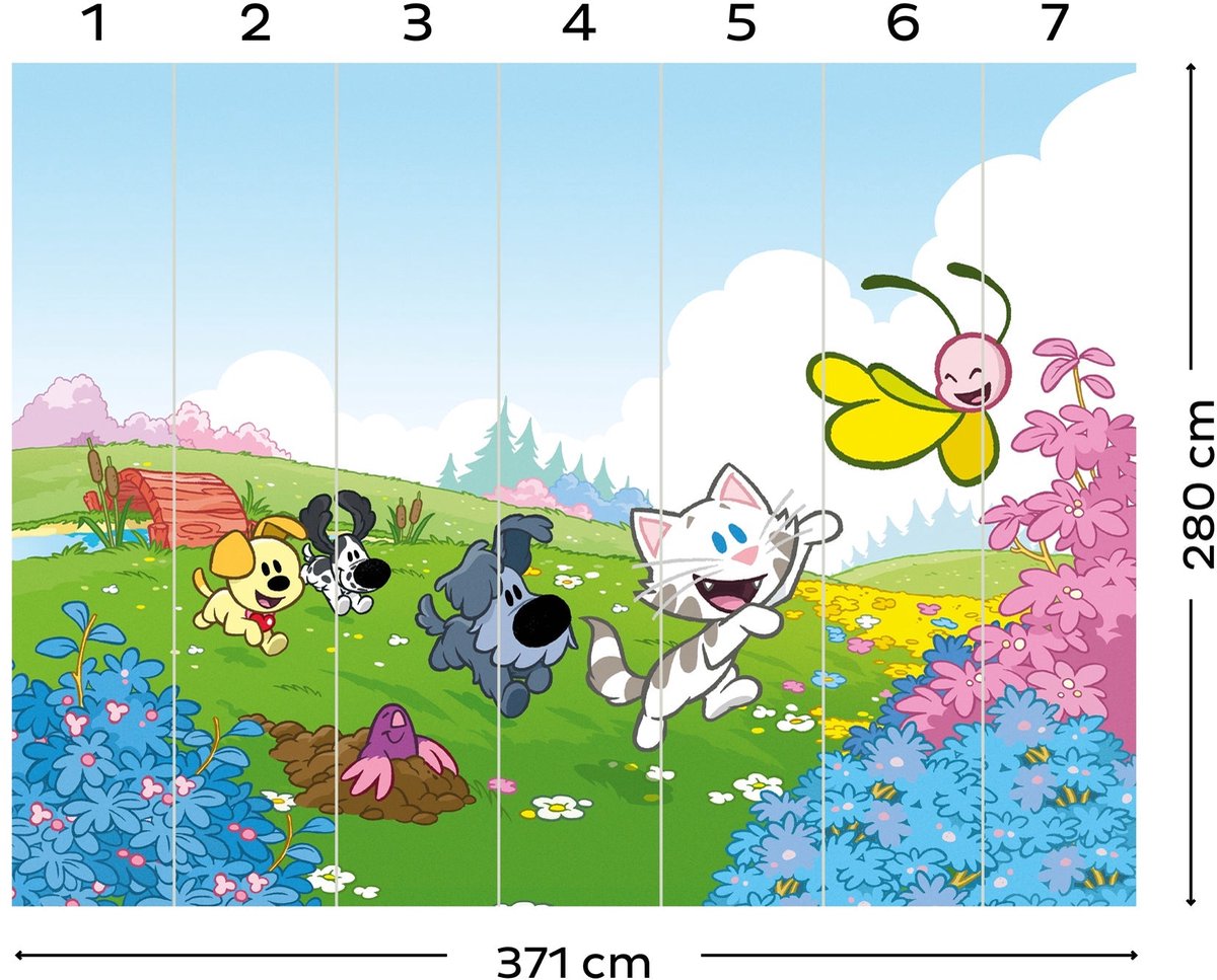 Woezel en Pip Woezel & Pip - Fotobehang Vlinder Multikleur