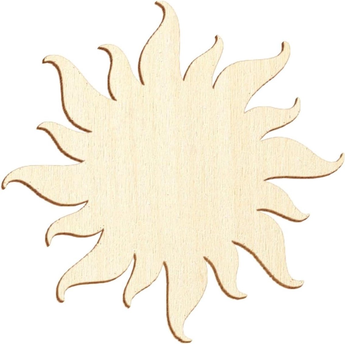 Houten Zonnebloemen - Decoratie Figuren - Knutselen en Versieren - Gelaserd met Bruine Rand - 13 cm - Natuurlijk Hout