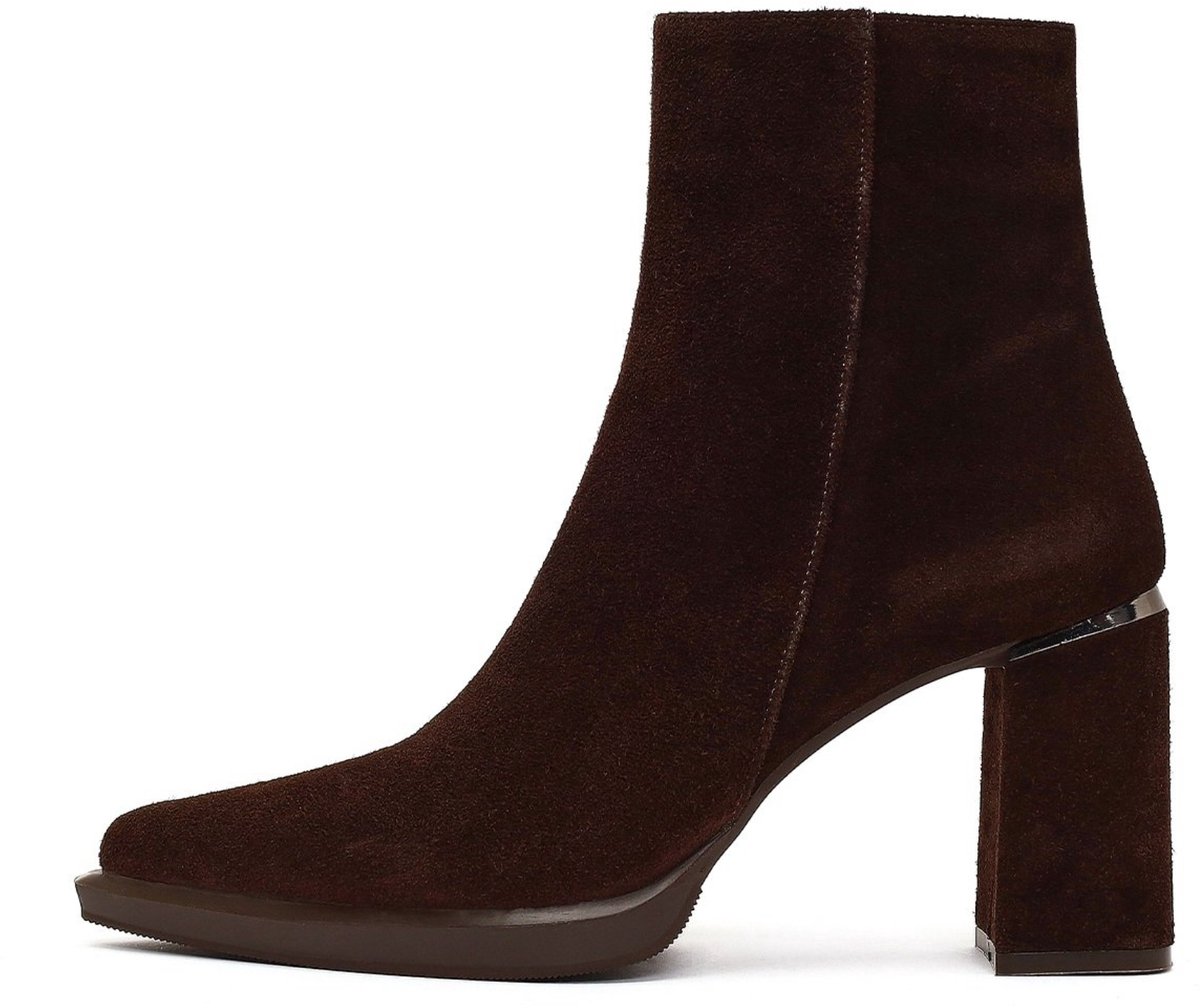 DERIMOD Heeled Ankle Boots Suede Leather Heeled Ankle Boots