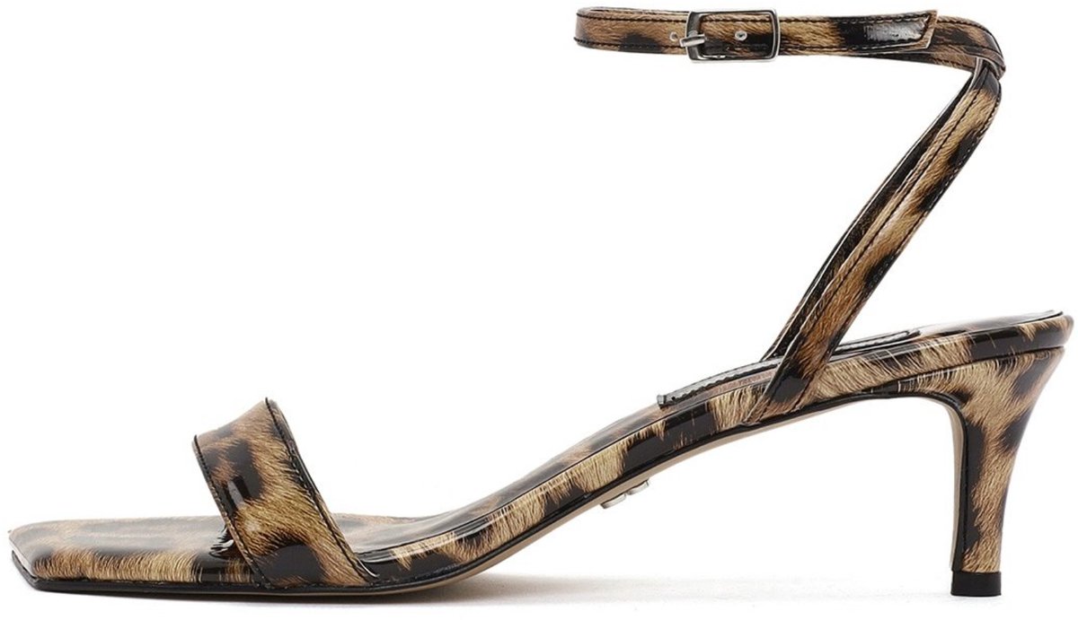 DERIMOD Heeled Sandals Imitation Patent Leather Heeled Sandals