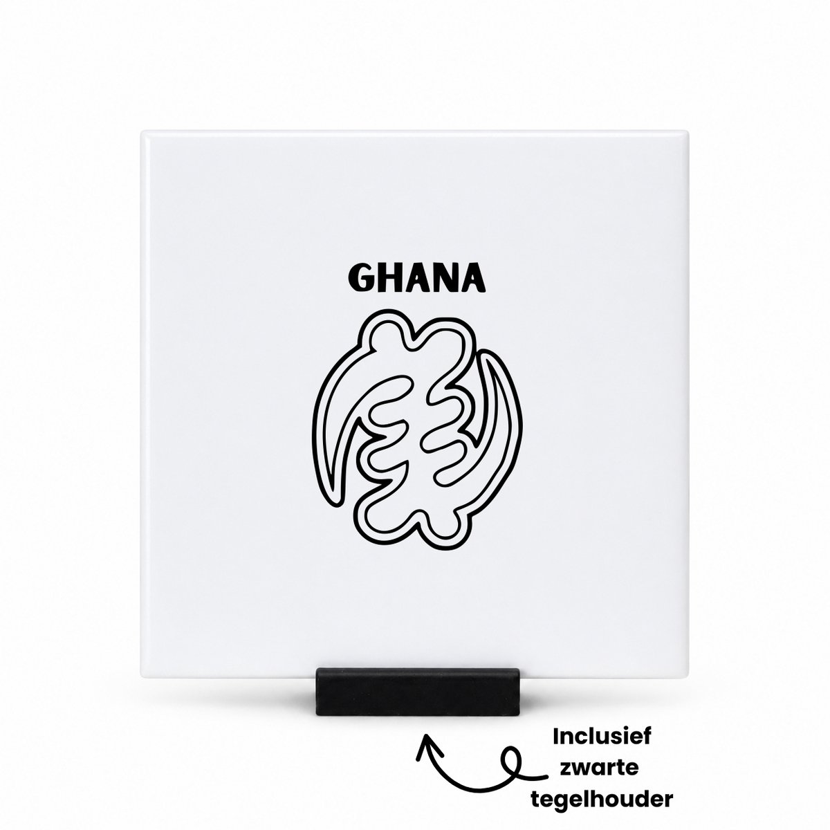 Hacebo Ghana tegeltje met tegelhouder - Piloot - Toeristen - tegeltjes met tekst - Ghana cadeau - beste land - Leuk cadeau voor je Vriend om te geven - spreuktegels - 10.8x10.8 CM Wit