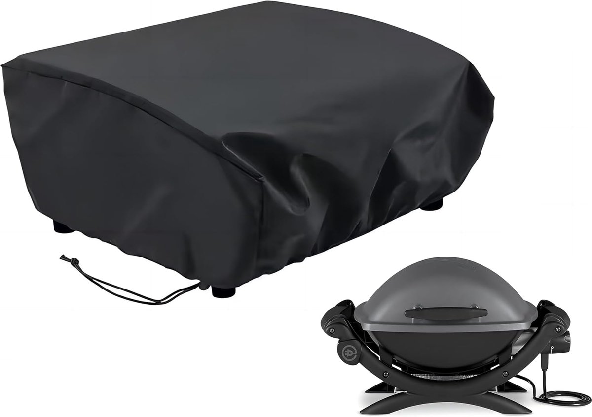 SnelShoppen - Beschermhoes voor grillplaat 420D Oxford-stof - Waterdicht, UV-bestendig, Stofdicht - 84x60x32 cm - Zwart - Voor BBQ, Tuin, Camping, Web