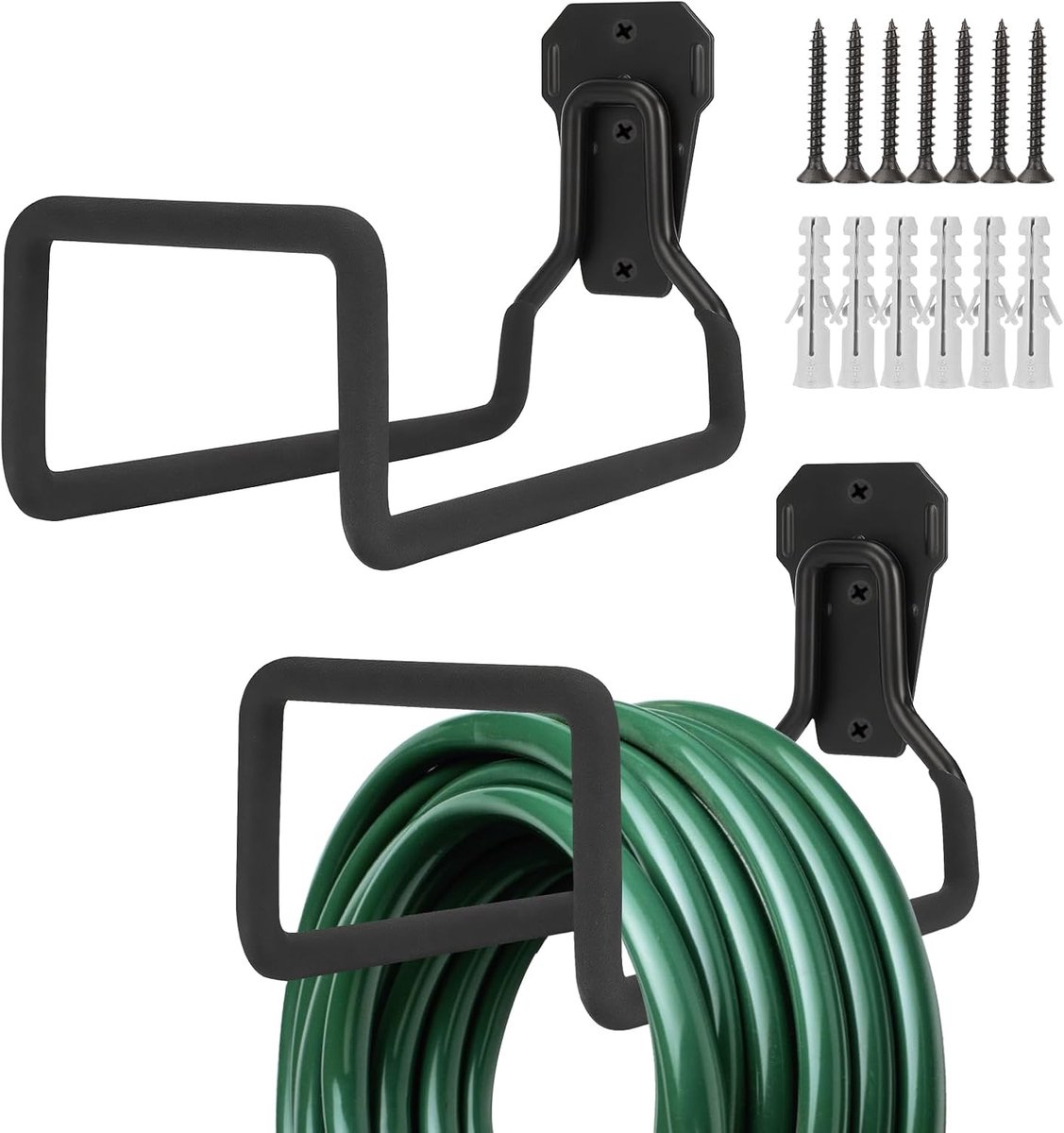 Slanghouders - Tuinslanghouder Set - Tuinslang Opbergen - Roestbestendig Metaal - 2 Stuks - Zwart