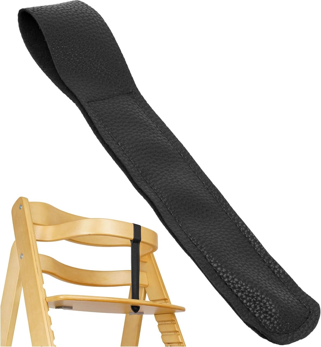 SnelShoppen - Kruisgordel voor Kinderstoel, Veiligheidsgordel Zwart PU-leer, Compatibel met Meerdere Kinderstoelen, Beugelriem voor Hoogstoel, 1 Stuk