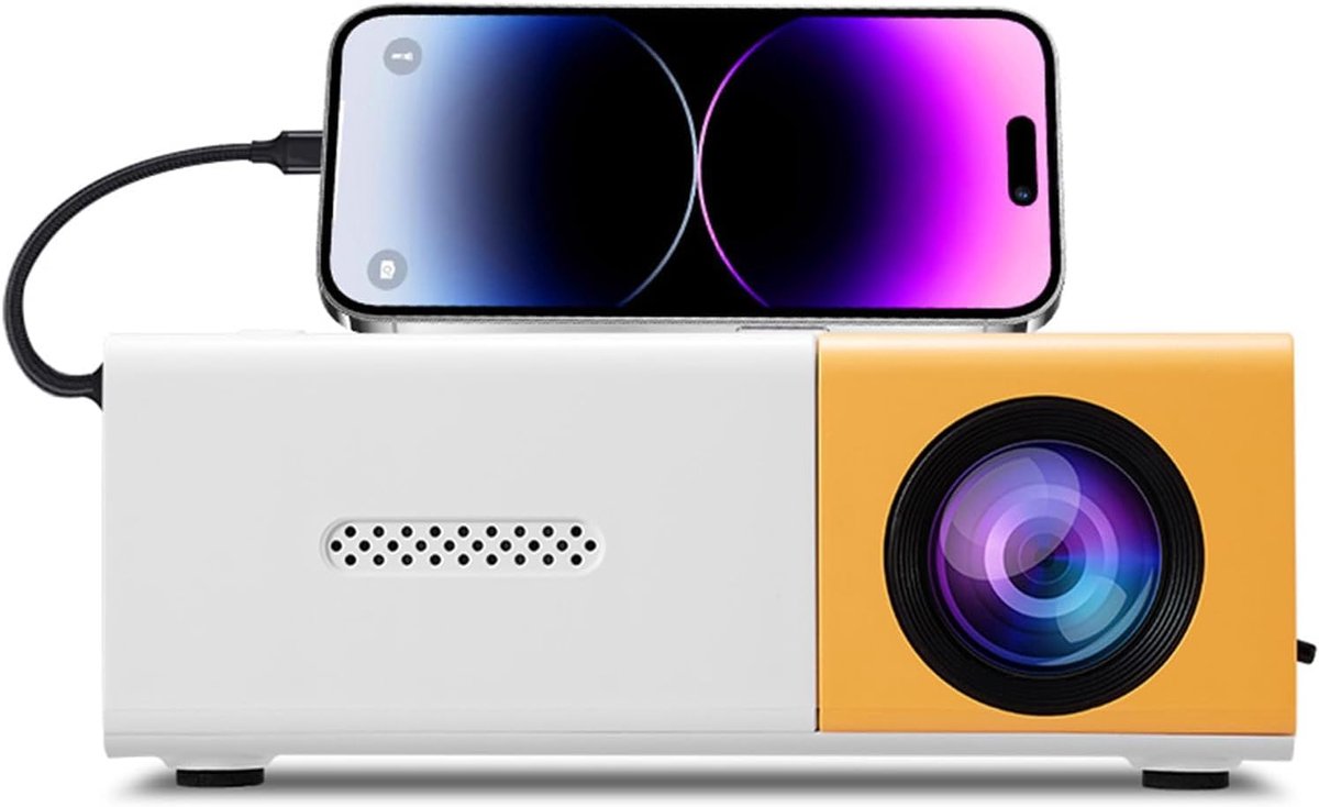 SnelShoppen - Kleine Draagbare Videoprojector 100AnSi 6000Lm Handmatige Focus, Home Cinema Projector voor Laptop, Smartphone, Feest, Camping