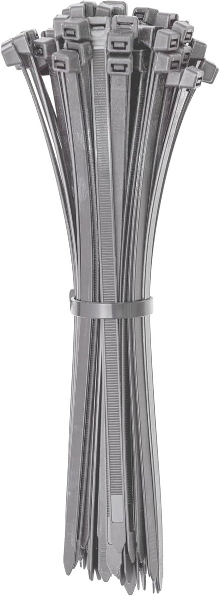 SnelShoppen - Kabelbinders 200 x 3,6 mm, zilver/grijs, 100 stuks, ideaal voor kabelbeheer thuis, kantoor, tuin en werkplaats, voor binnen en buiten ge