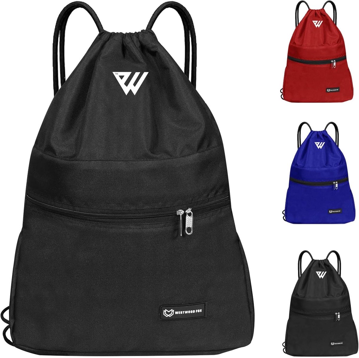SnelShoppen - Waterdichte Sport Gym Sack met Trekkoord - Lichtgewicht Rugzak voor Dames en Heren - PE Tas voor School, Strand, Reizen, Zwemmen - Zwart