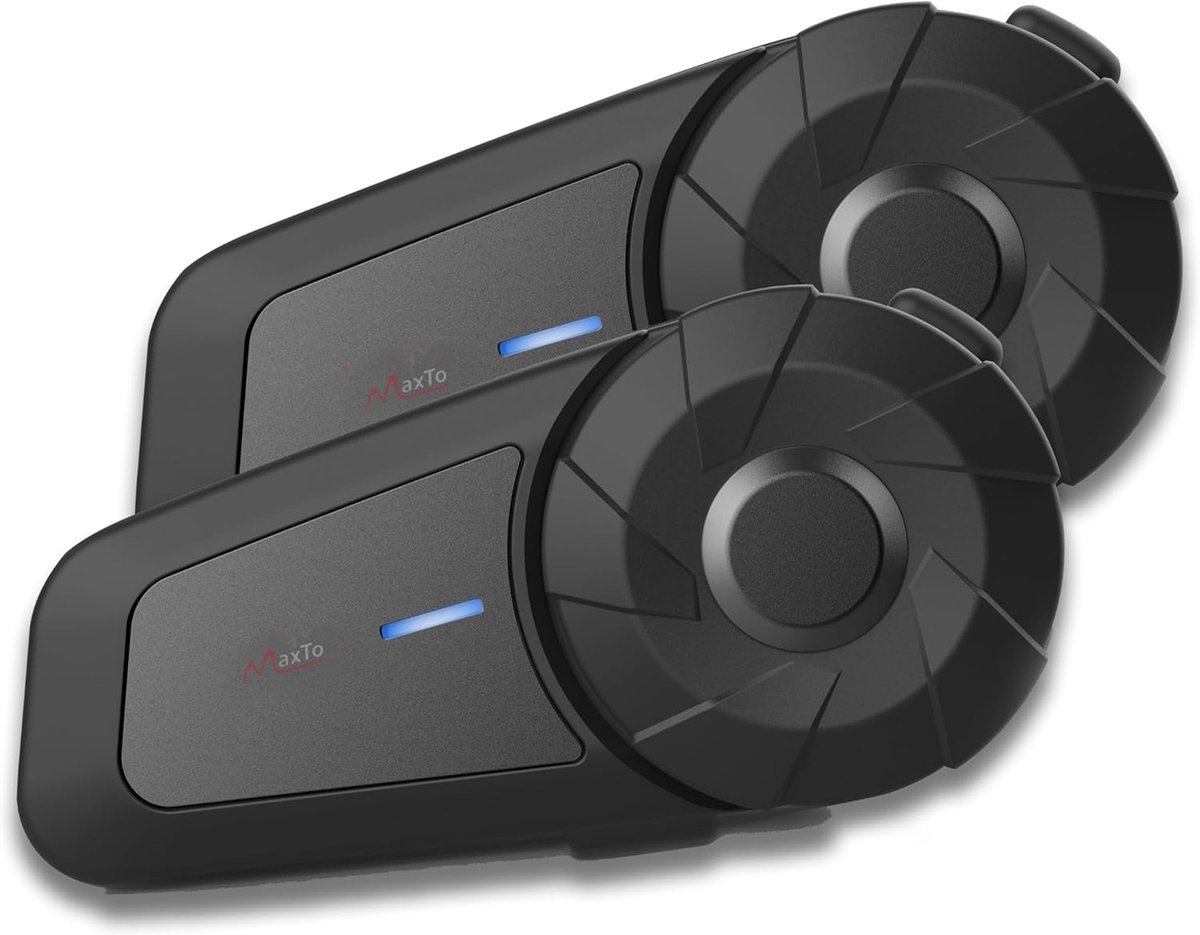 SnelShoppen - MX1 Motorhelm met Bluetooth Intercomsysteem voor 2 Bestuurders - Bereik 800 m, Hifi Stereo Geluid, IP67 Waterdicht, Muziekbesturing en B