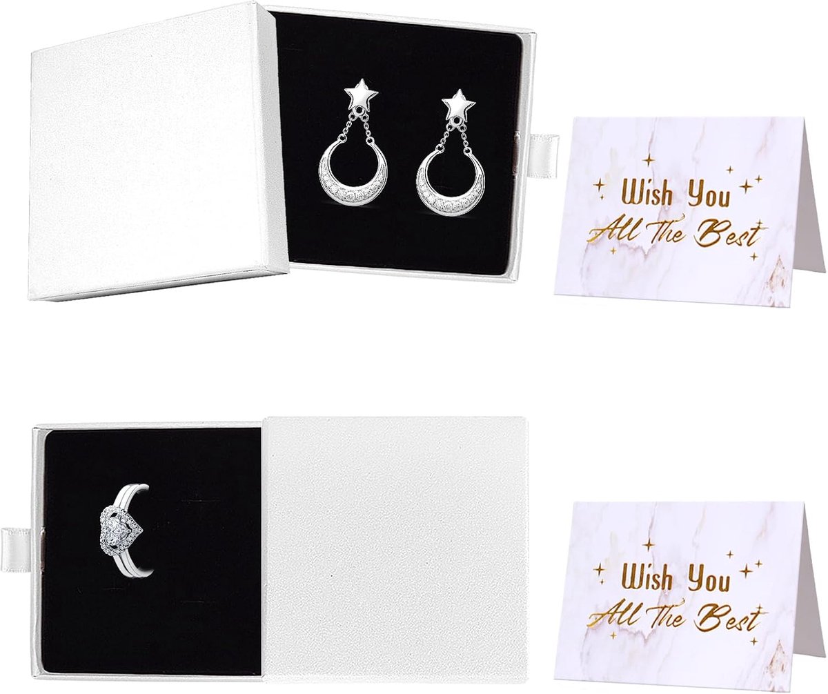 SnelShoppen - 2 Stuks Kleine Kraft Sieraden Geschenkdozen met Deksel, Kartonnen Cadeaudozen voor Kettingen, Armbanden, Oorbellen, Ring, Wit, 8 x 8 x 1