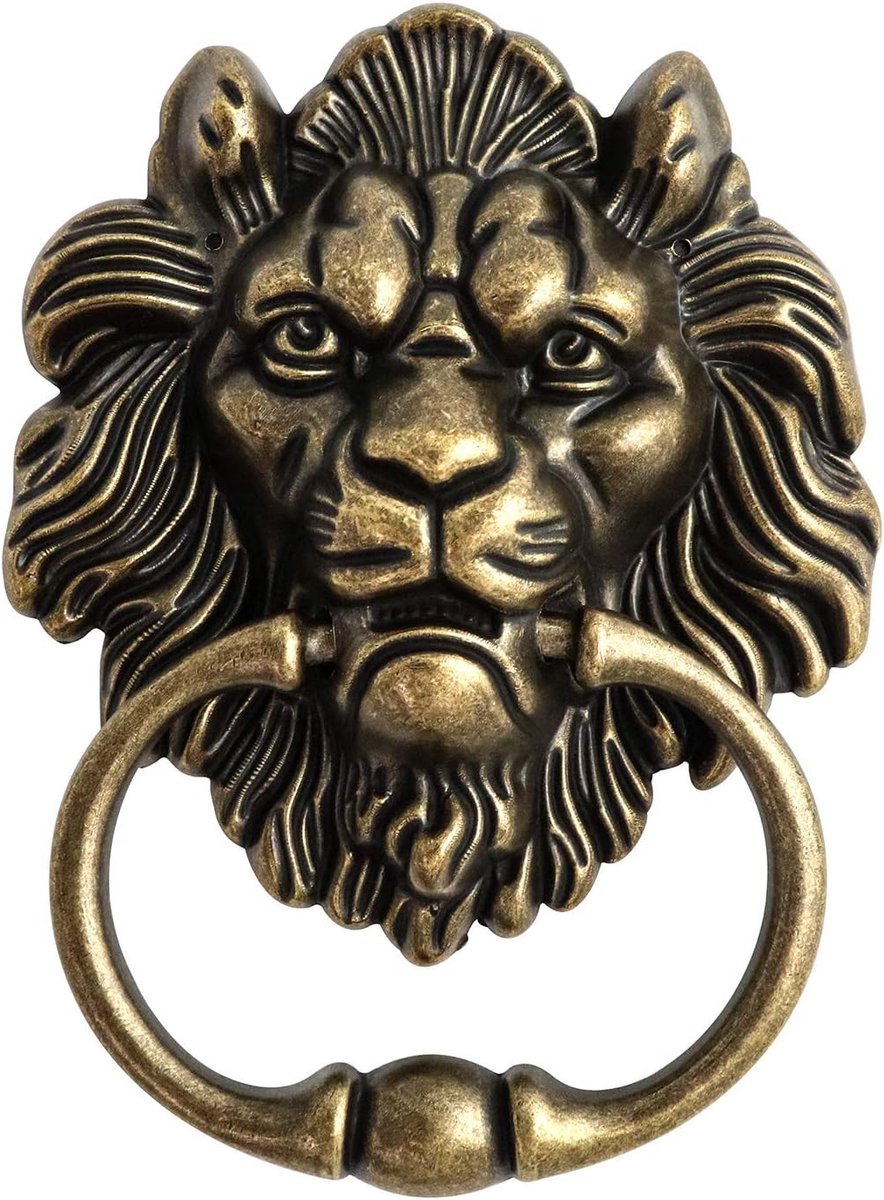 SnelShoppen - Leeuwenkop Deurklopper Antiek Brons - Robuuste Deurknop van Zinklegering voor Luxe Sfeer in Meubels, Hotels en Kantoormeubels - Retro De