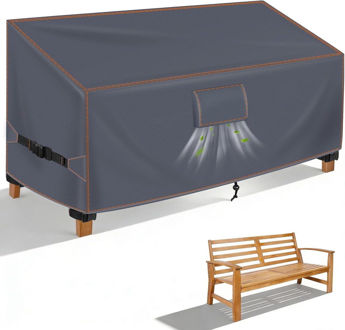 SnelShoppen - Tuinbankafdekking 2 zits 133x70x63/86 cm Waterdichte Beschermhoes Grijs voor Tuinmeubelen, Balkon, Terras, 420D Oxford Stof, UV-bestendi