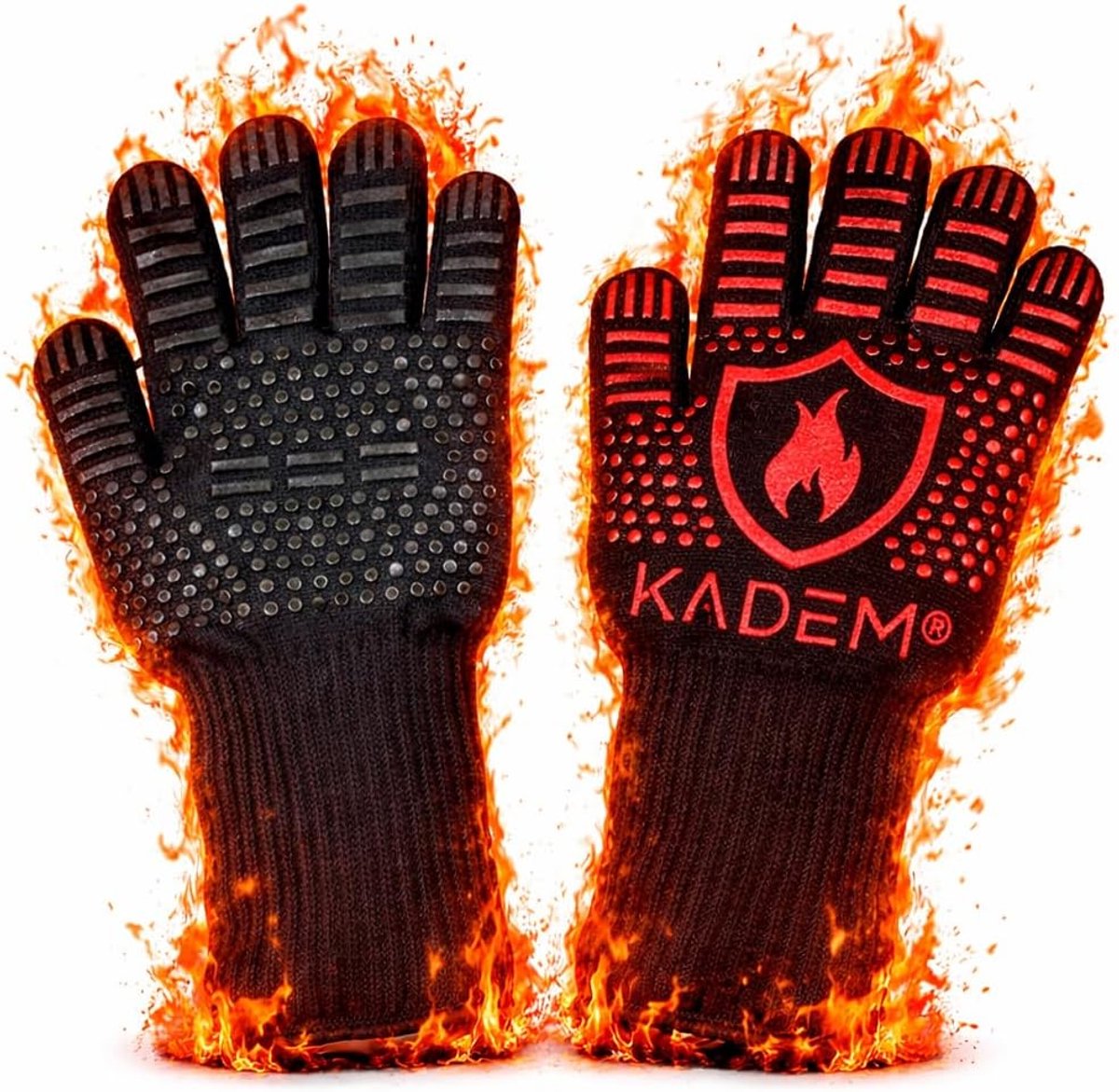 SnelShoppen - Aramid Unisex Ovenhandschoenen, Hittebestendig tot 800 °C, Grillhandschoenen met Antislip Grip, Vuurvast en Extra Polsbescherming L/XL v