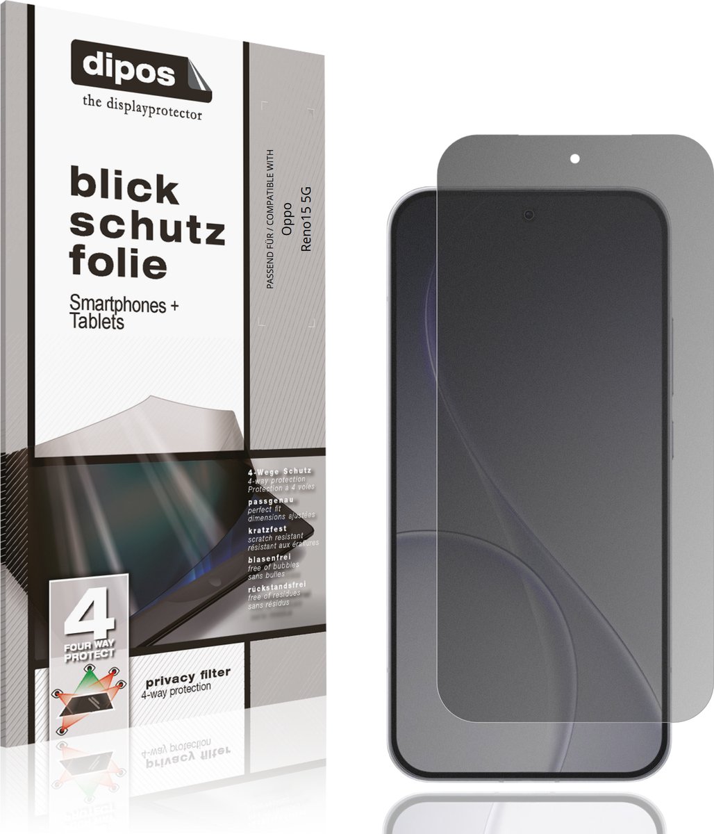 dipos – Matte Privacy Screenprotector geschikt voor Oppo Reno15 5G | Anti-Spy Beschermfolie