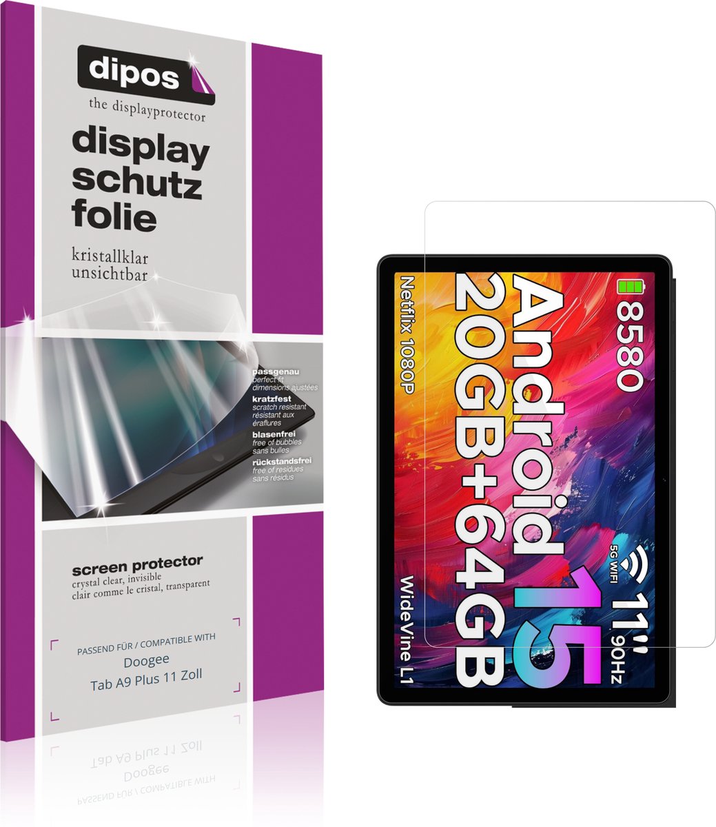 dipos – 2x Beschermfolie geschikt voor Doogee Tab A9 Plus 11 Zoll | Krasbestendige & heldere Screenprotector Ultra-Thin