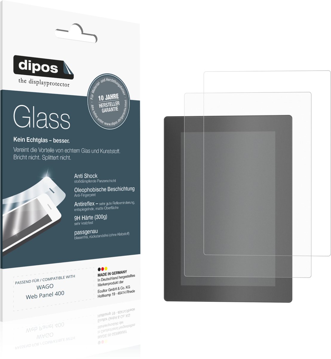 dipos – 2x Matte Pantserfolie geschikt voor WAGO Web Panel 400 | 9H Screenprotector