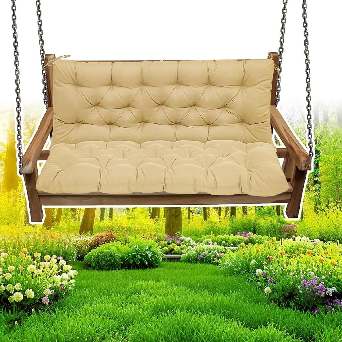 Schommelkussen - Bankkussen buiten - Buiten ontspannen - Waterdichte stof - 47 x 40 inch - Beige