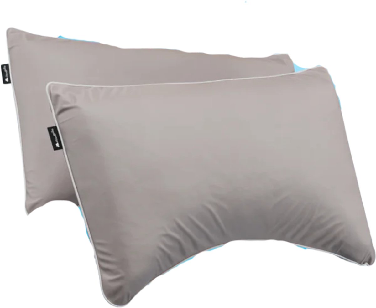 Cloudpillo Plus Duopack Kussenslopen - Set van 2 (52x82 cm) - Luxe Katoen Satijn (300TC) - Stone Grey - Zijdezacht, Hypoallergeen & Ademend