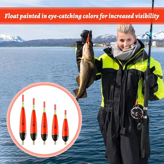 Thijox - 5 Stuks Hengelaccessoires Dobberset - Lichtgevende EVA Dobbers voor Snoek, Baars en Karper - 5/8/10/12/15 g - Ideaal voor Nachtvissen van Thijox — afbeelding 4