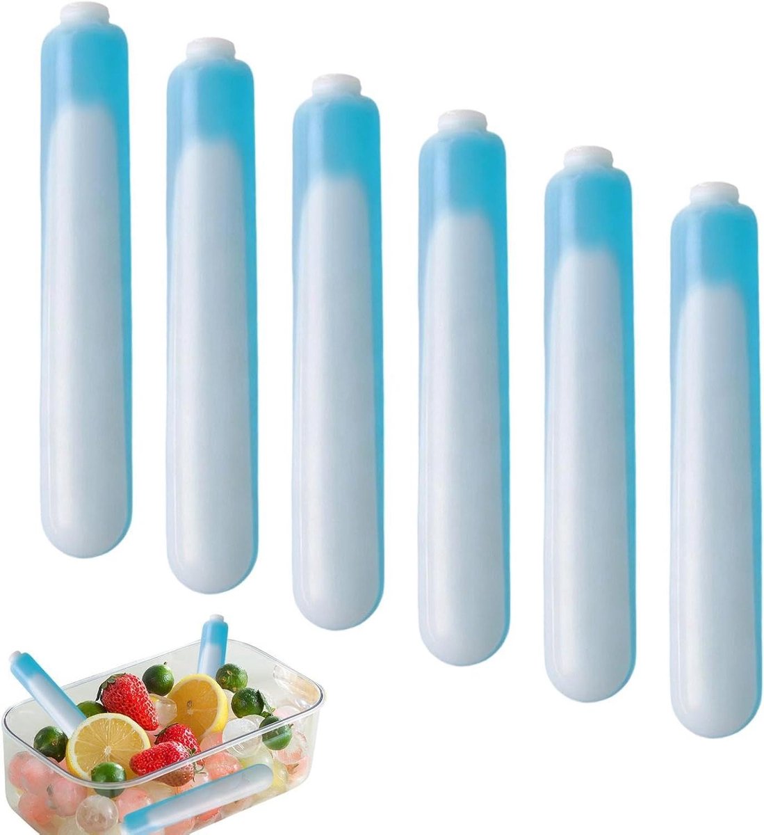 Herbruikbare IJssticks - Koelstaven Drinkfles - Dranken Koelen - Tijdbesparende Ijskristallen - 6 Stuks - Wit