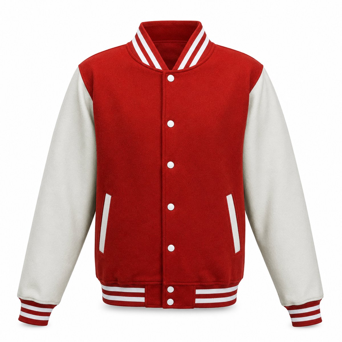 Varsity Jacket Heren – Baseball Jacket – College Jas Heren – Bomberjack – Rood/Wit – Maat M