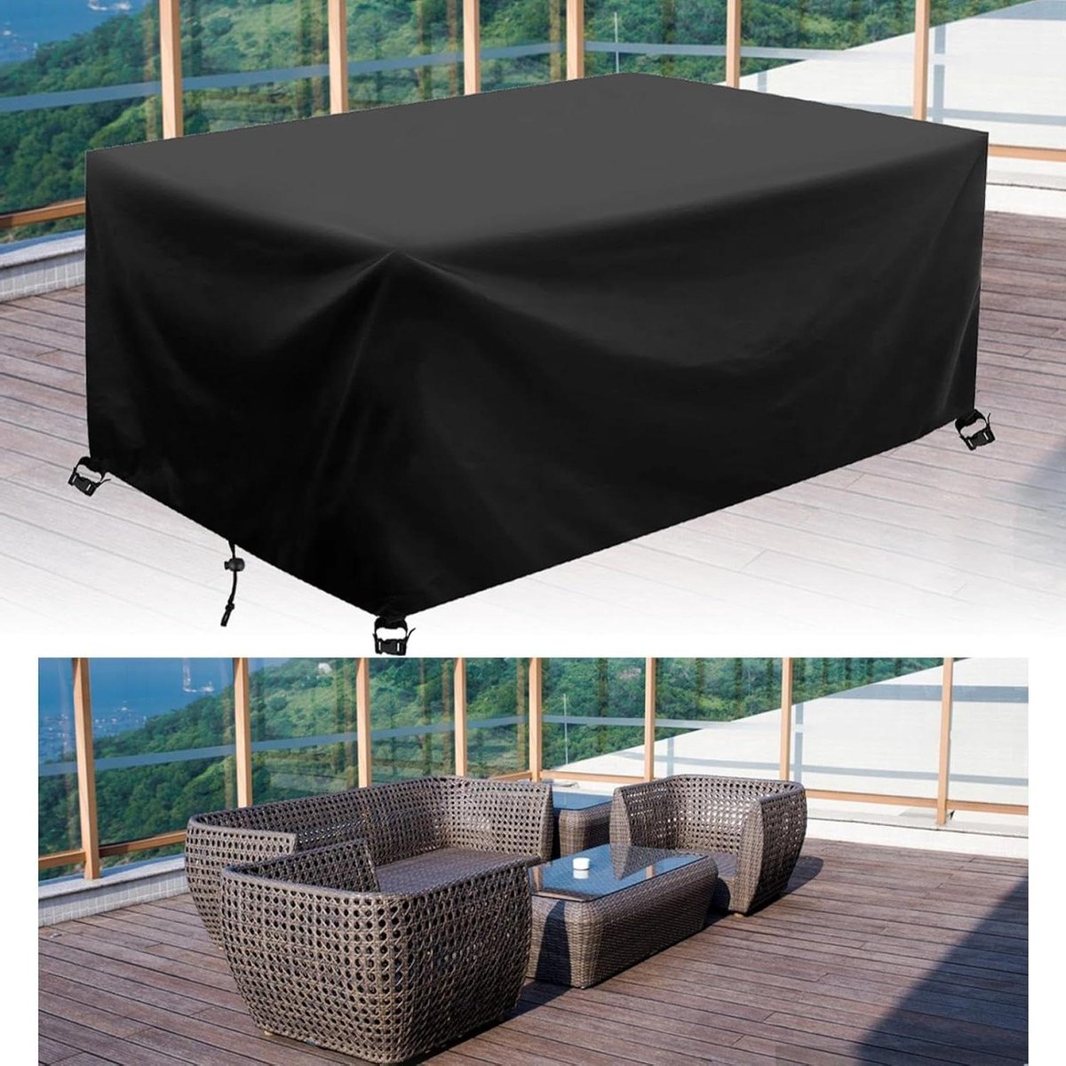 Tuinmeubelhoes - Terrashoes Bankhoes - Meubels Beschermen - Waterdicht Scheurbestendig - 190x190x65cm - Zwart