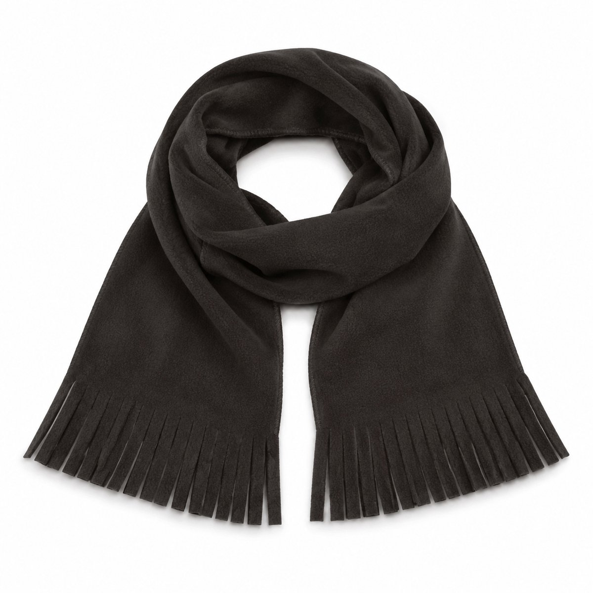 Fleece Sjaal Heren en Dames – Unisex Wintersjaal met Franjes – Anti-Pilling – 155 x 25 cm – Zwart
